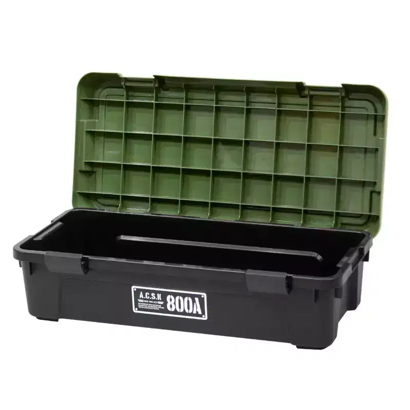 Tough Trunk 800AX Contenitore per stoccaggio impilabile, resistente, multiuso, verde nero