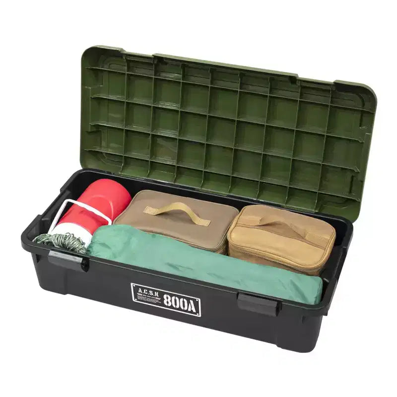 Tough Trunk 800AX Contenitore per stoccaggio impilabile, resistente, multiuso, verde nero