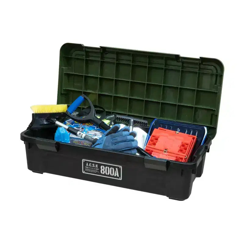 Tough Trunk 800AX Contenitore per stoccaggio impilabile, resistente, multiuso, verde nero