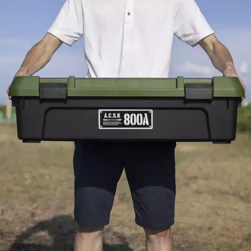Tough Trunk 800AX Contenitore per stoccaggio impilabile, resistente, multiuso, verde nero