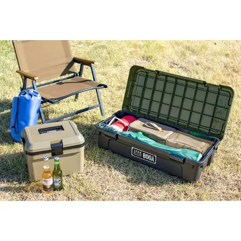 Tough Trunk 800AX Contenitore per stoccaggio impilabile, resistente, multiuso, verde nero