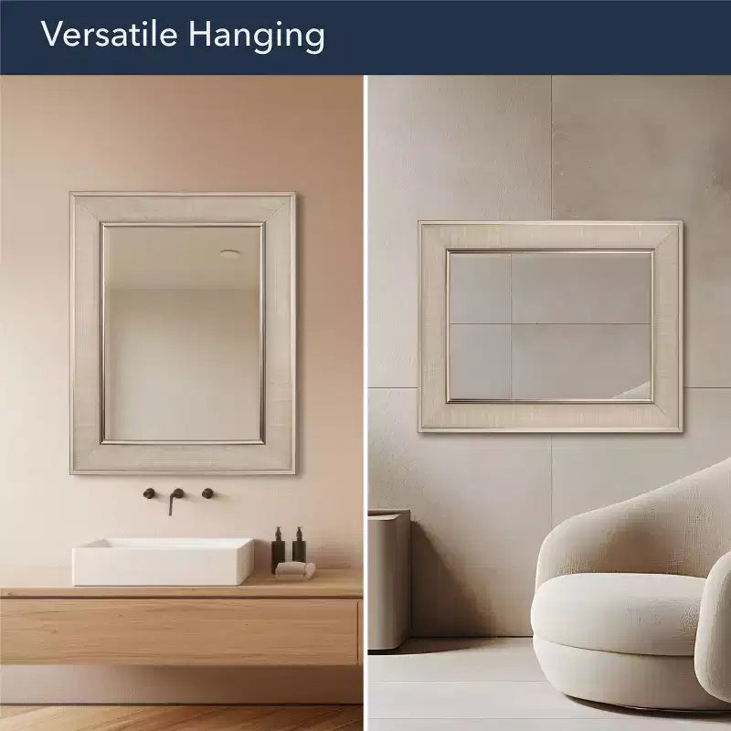 Specchio da bagno e da parete di design da 18"x24" in nichel spazzolato