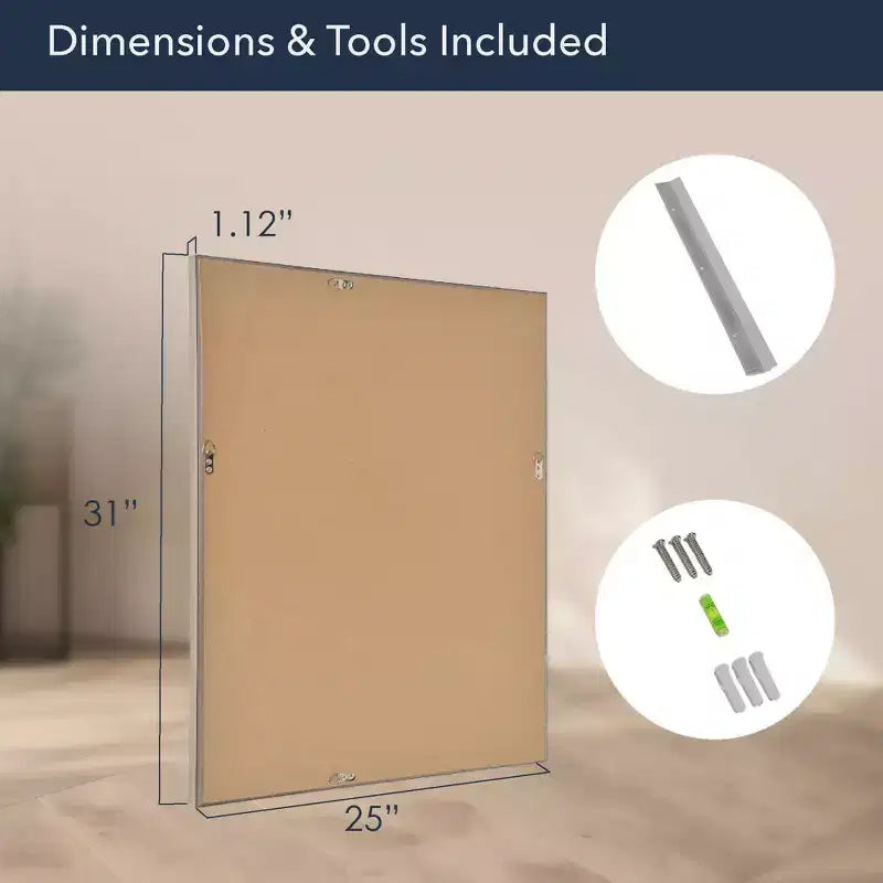 Specchio da bagno e da parete di design da 18"x24" in nichel spazzolato