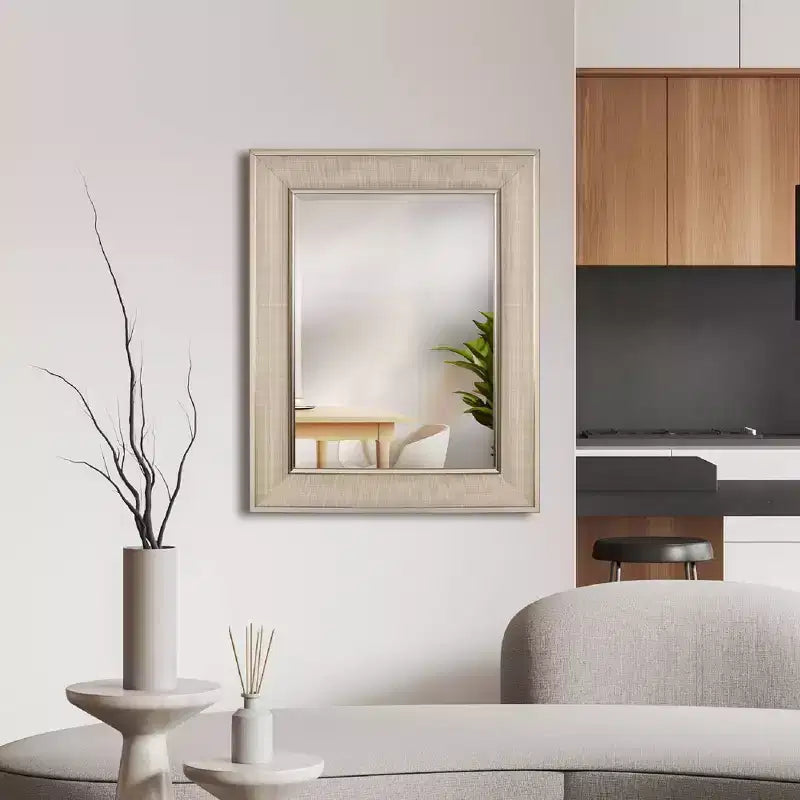 Specchio da bagno e da parete di design da 18"x24" in nichel spazzolato