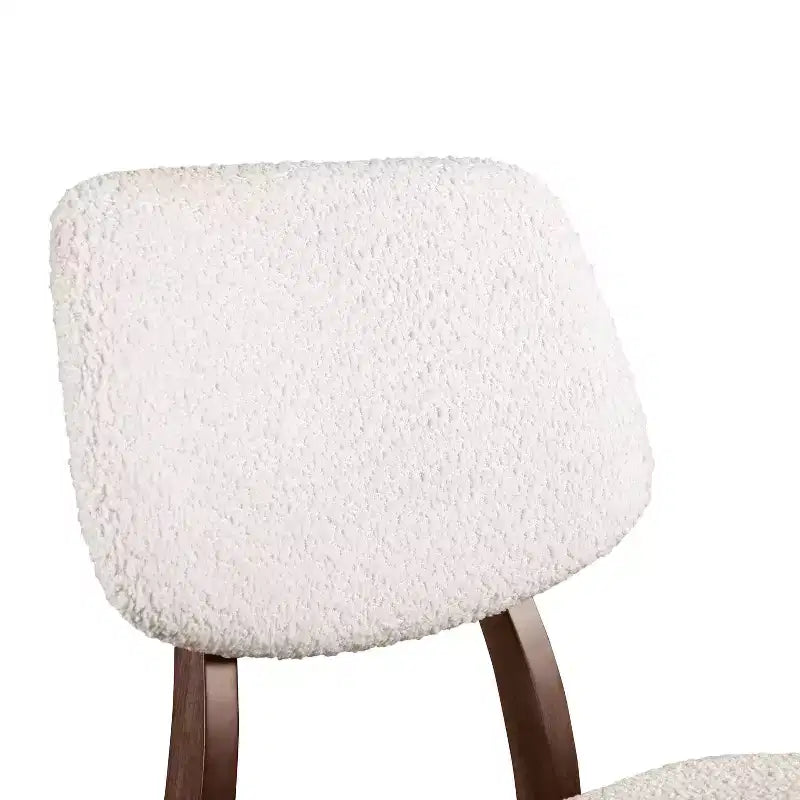 Sedie da Pranzo Aspen Grove Mid Century Modern in Bouclé e Noce
