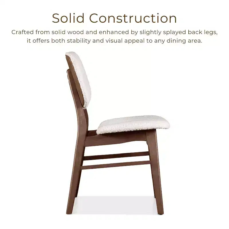 Sedie da Pranzo Aspen Grove Mid Century Modern in Bouclé e Noce