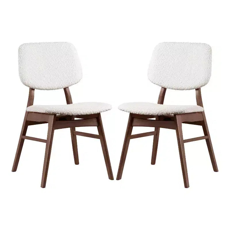 Sedie da Pranzo Aspen Grove Mid Century Modern in Bouclé e Noce
