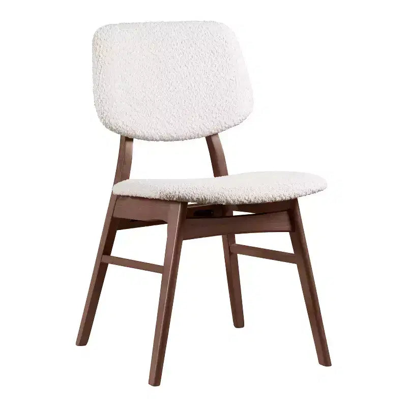 Sedie da Pranzo Aspen Grove Mid Century Modern in Bouclé e Noce