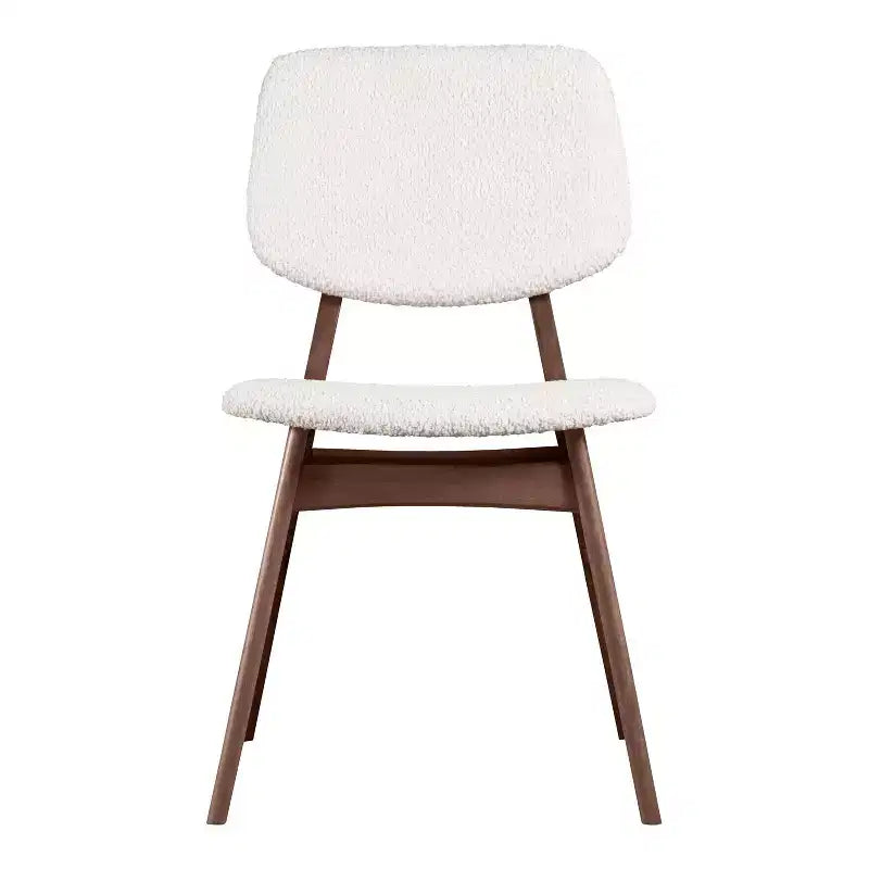 Sedie da Pranzo Aspen Grove Mid Century Modern in Bouclé e Noce