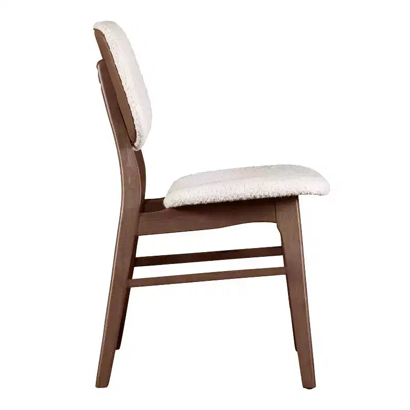 Sedie da Pranzo Aspen Grove Mid Century Modern in Bouclé e Noce