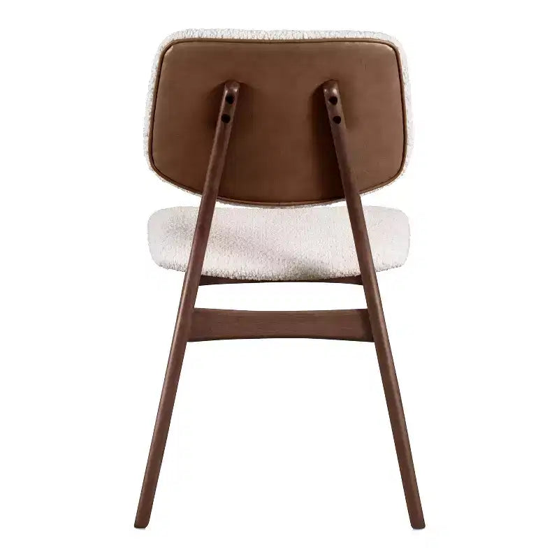 Sedie da Pranzo Aspen Grove Mid Century Modern in Bouclé e Noce