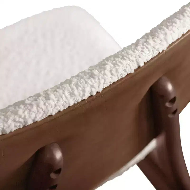 Sedie da Pranzo Aspen Grove Mid Century Modern in Bouclé e Noce