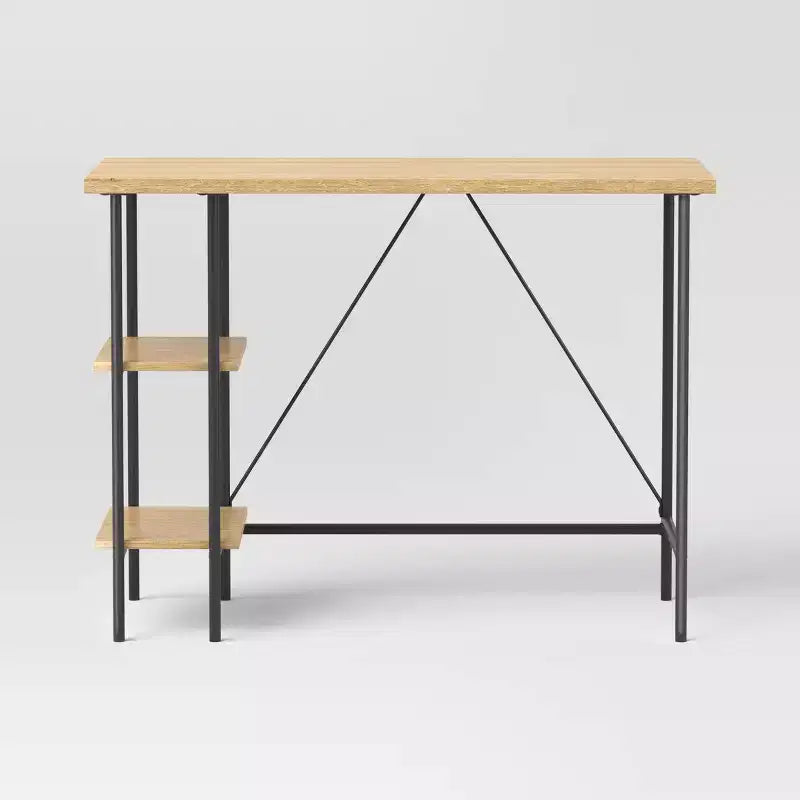Scrivania in Legno e Metallo con Scaffali Naturale ™