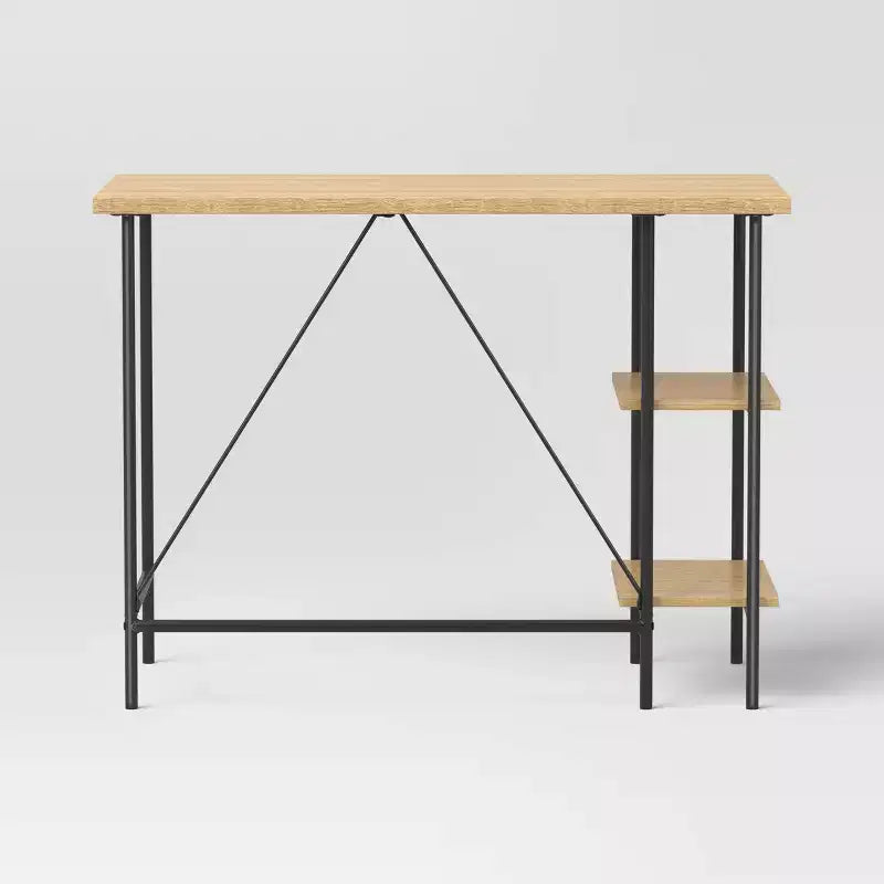 Scrivania in Legno e Metallo con Scaffali Naturale ™