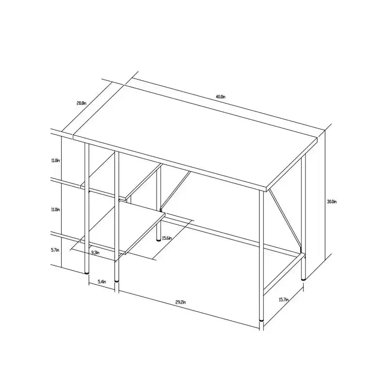 Scrivania in Legno e Metallo con Scaffali Naturale ™