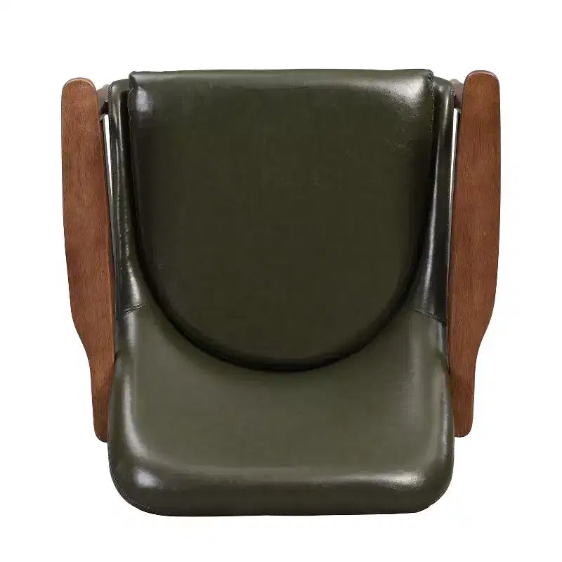 Poltrona Bella Modern Faux Leather and Wood Wasabi Green