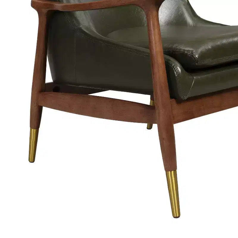 Poltrona Bella Modern Faux Leather and Wood Wasabi Green