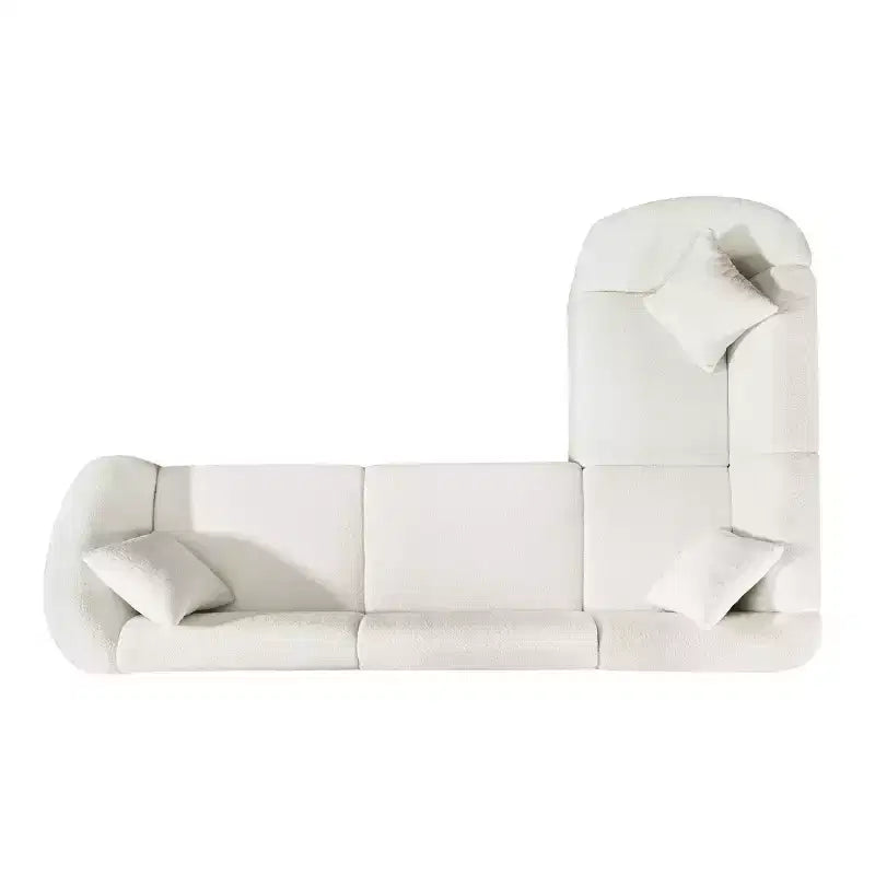 Divano componibile curvo a 4 posti a forma di L in bouclé Isolde Contemporary 104" Beige
