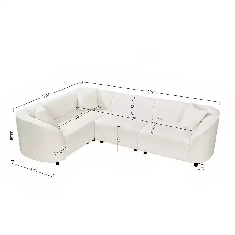 Divano componibile curvo a 4 posti a forma di L in bouclé Isolde Contemporary 104" Beige