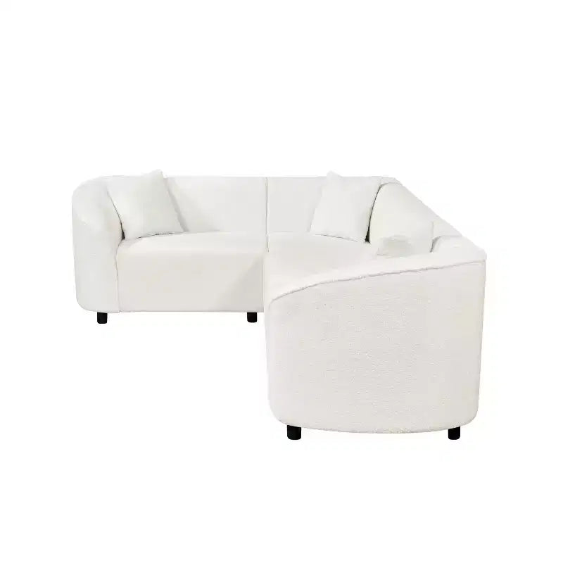 Divano componibile curvo a 4 posti a forma di L in bouclé Isolde Contemporary 104" Beige