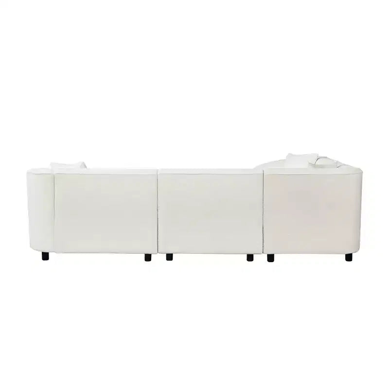 Divano componibile curvo a 4 posti a forma di L in bouclé Isolde Contemporary 104" Beige