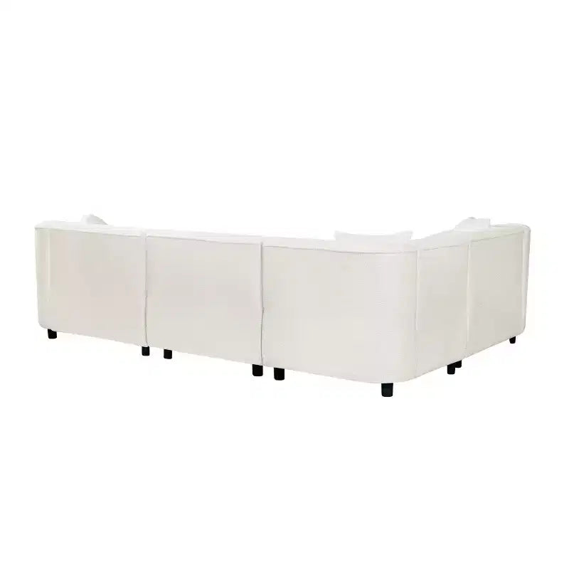 Divano componibile curvo a 4 posti a forma di L in bouclé Isolde Contemporary 104" Beige