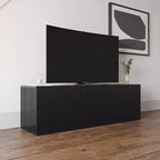 Mobile TV Trelisse per TV fino a 60", Nero, Consolle multimediale moderna con ante, Composito di legno