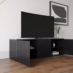 Mobile TV Trelisse per TV fino a 60", Nero, Consolle multimediale moderna con ante, Composito di legno