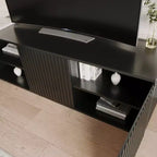 Mobile TV Trelisse per TV fino a 60", Nero, Consolle multimediale moderna con ante, Composito di legno