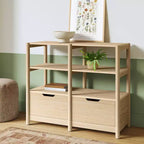 Libreria bassa Scandi 32" con cassetti portaoggetti Natural ™