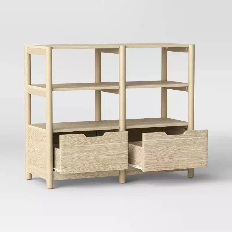 Libreria bassa Scandi 32" con cassetti portaoggetti Natural ™