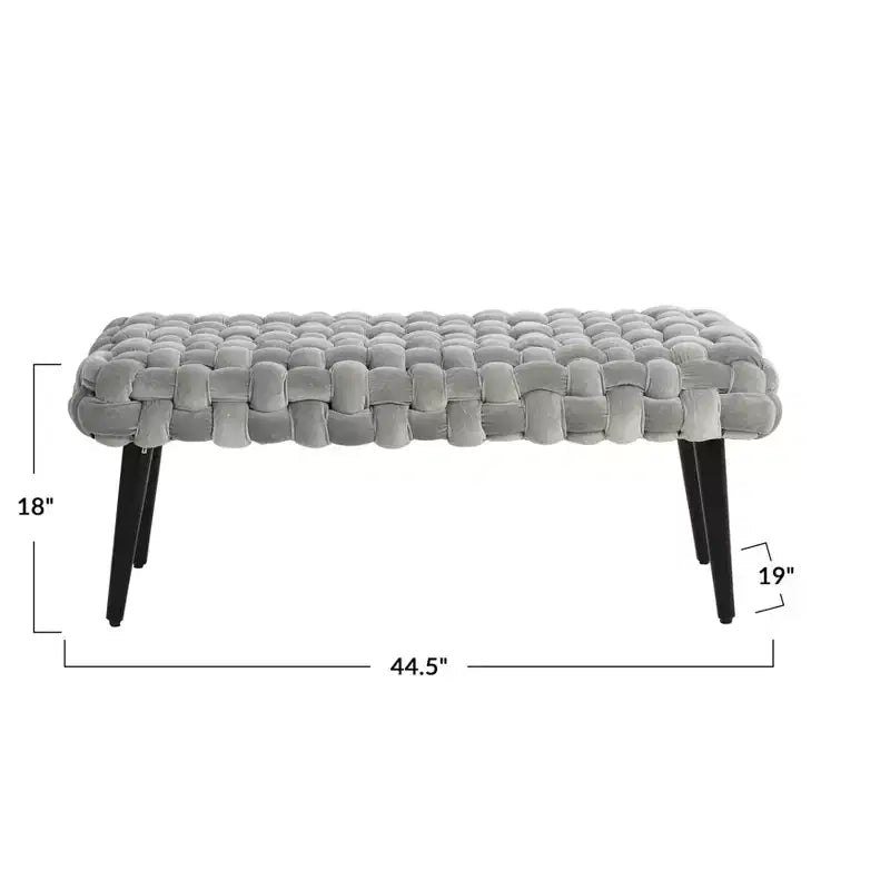 Panca da Ingresso in Velluto, Grigia, con Rivestimento in Tessuto, Struttura in Acacia, 113 cm di Lunghezza