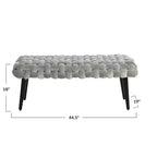Panca da Ingresso in Velluto, Grigia, con Rivestimento in Tessuto, Struttura in Acacia, 113 cm di Lunghezza