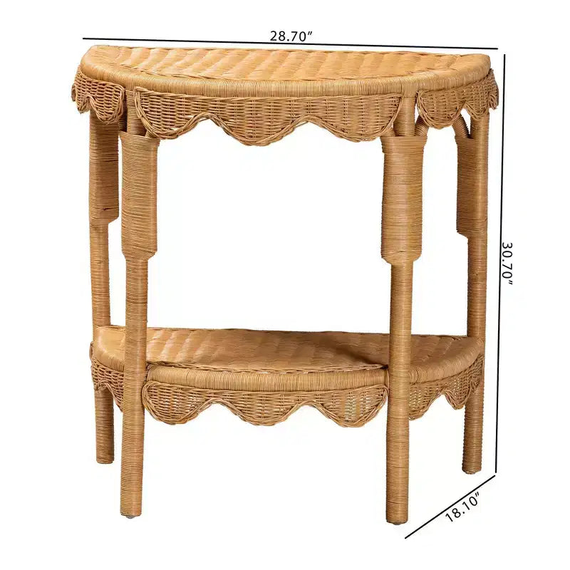 bali e pari Tavolo Consolle in Rattan Scallop Costa Paisley Chiaro ey