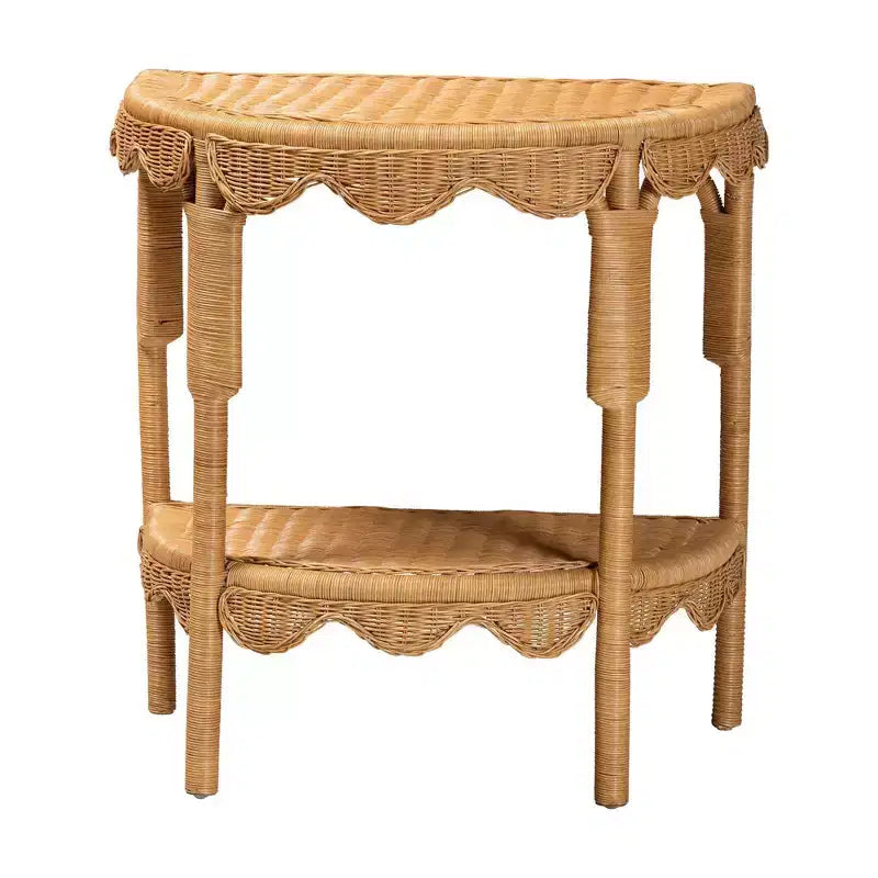 bali e pari Tavolo Consolle in Rattan Scallop Costa Paisley Chiaro ey