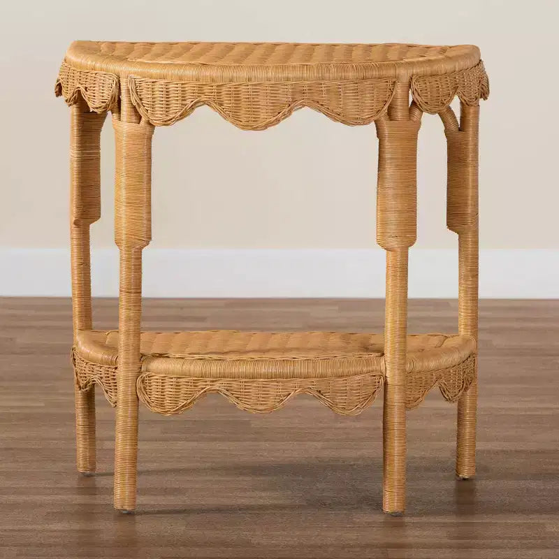 bali e pari Tavolo Consolle in Rattan Scallop Costa Paisley Chiaro ey