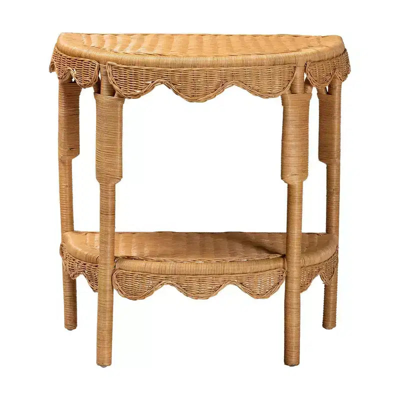 bali e pari Tavolo Consolle in Rattan Scallop Costa Paisley Chiaro ey