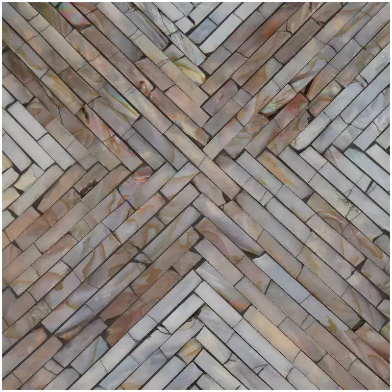 Olivia & May Tavolino d'Appoggio a Clessidra Geometrico in Madreperla con Motivo a Mosaico Lineare Grigio: Stile Bohemien, Nessun Montaggio Richiesto