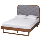 Baxton Studio King Roald Fabric and Wood Platform Bed Gray/Walnut Brown