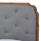 Letto a piattaforma King Roald in tessuto e legno, grigio/noce marrone