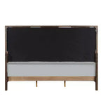 Letto matrimoniale 64,25" Carena, tessuto grigio chiaro, finitura bianco-marrone, testiera imbottita, struttura in legno, richiede box spring