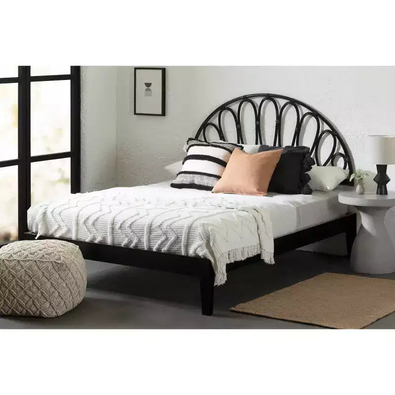 Letto e testiera Queen Hoya Neri 82,5" H