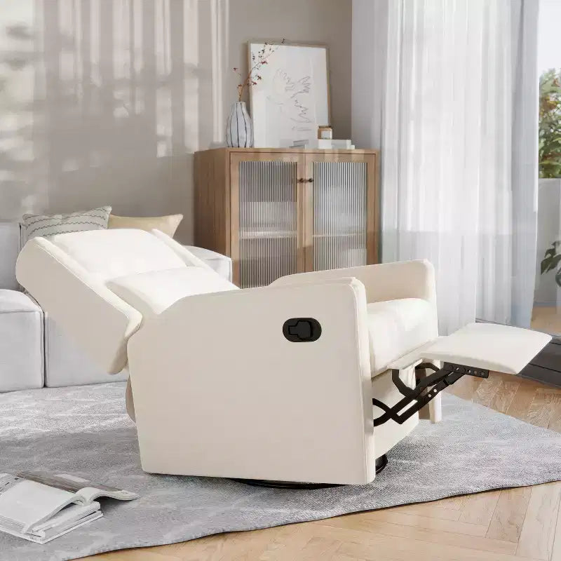 Poltrona Reclinabile Girevole a 360 Gradi Manuale Cash, Perfetta per Soggiorno, Camera da Letto o Cameretta