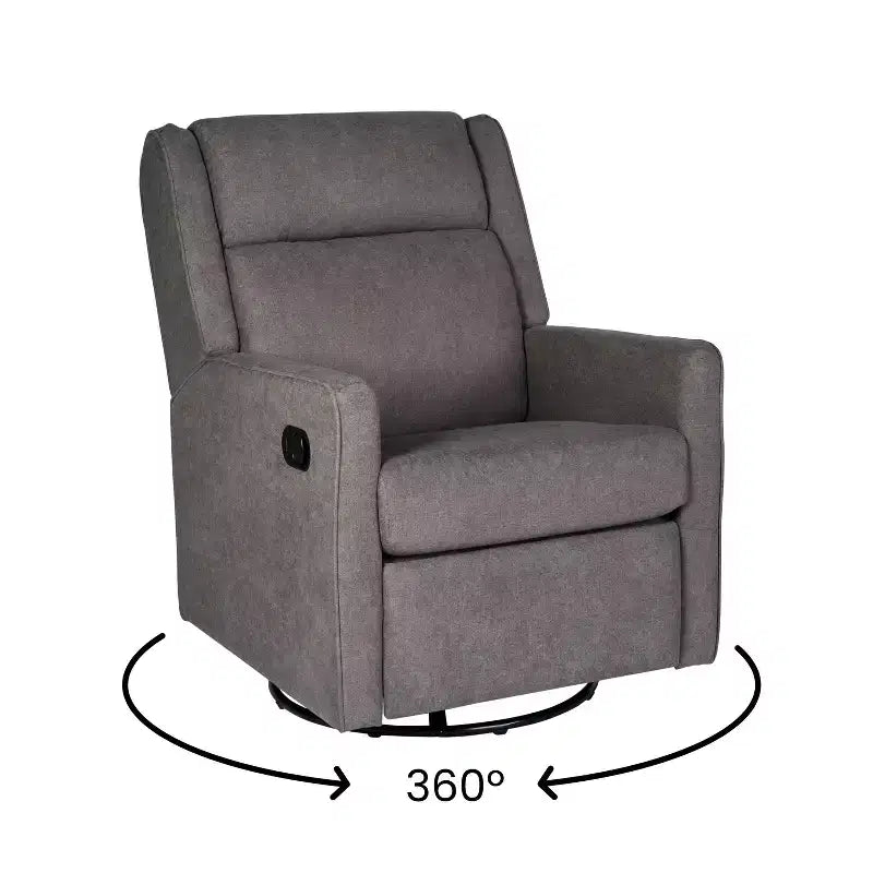 Poltrona Reclinabile Girevole a 360 Gradi Manuale Cash, Perfetta per Soggiorno, Camera da Letto o Cameretta