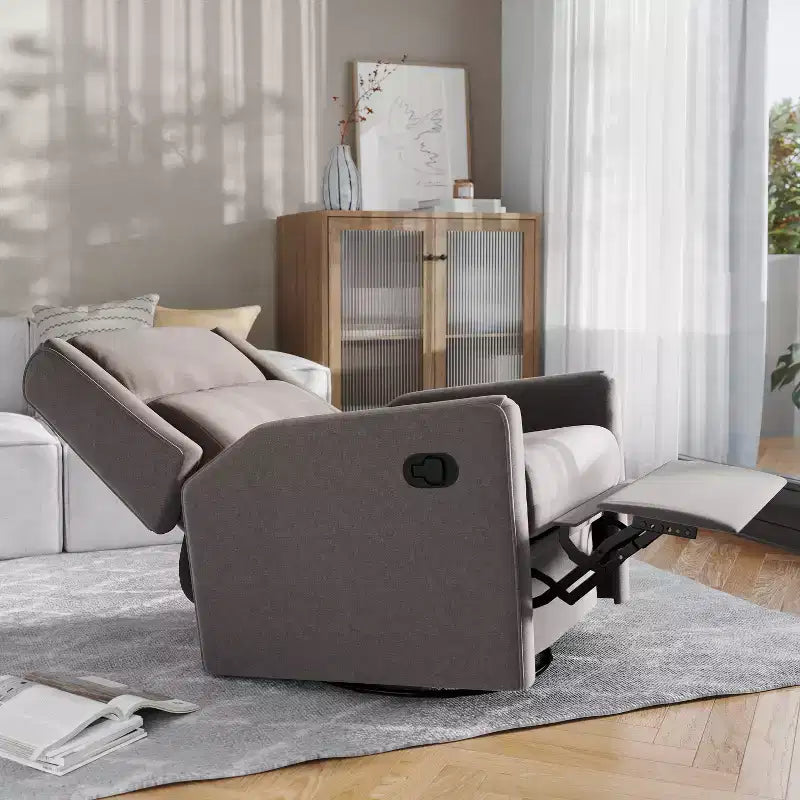 Poltrona Reclinabile Girevole a 360 Gradi Manuale Cash, Perfetta per Soggiorno, Camera da Letto o Cameretta