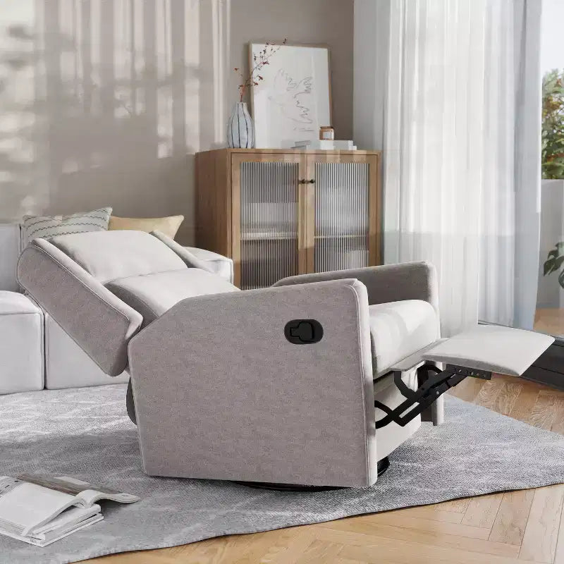 Poltrona Reclinabile Girevole a 360 Gradi Manuale Cash, Perfetta per Soggiorno, Camera da Letto o Cameretta