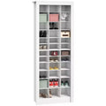 HOMCOM 71 Narrow Shoe Cabinet for Entryway, Tall Shoe Rack Storage Organizer with 3 Heights of Open Cubes for 36 Pairs of Shoes for Hallway, White
