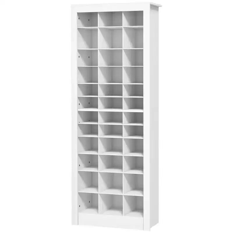 Scarpiera Stretta da 71" per Ingresso, Scarpiera Verticale Contenitore con 3 Altezze di Scomparti Aperti per 36 Paia di Scarpe, per Corridoio, Bianca