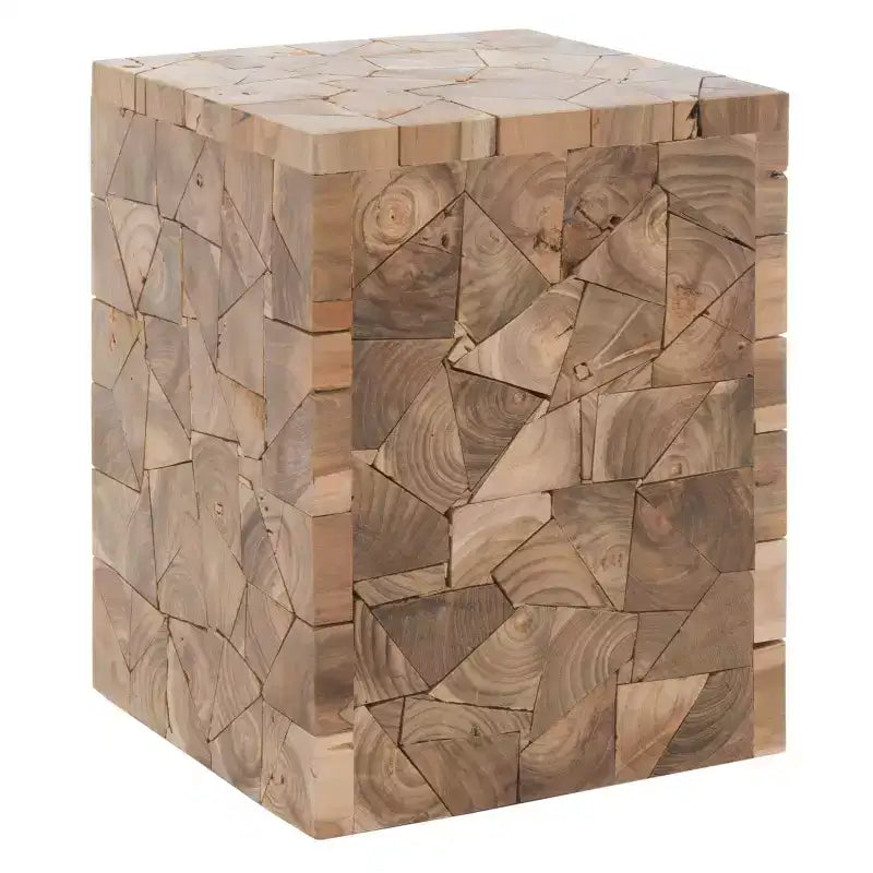 Sgabello quadrato in teak Forbes FOX1007 rovere medio