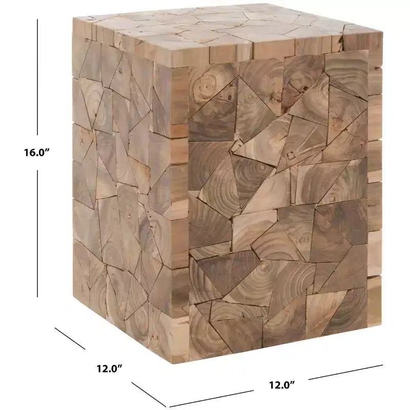 Sgabello quadrato in teak Forbes FOX1007 rovere medio